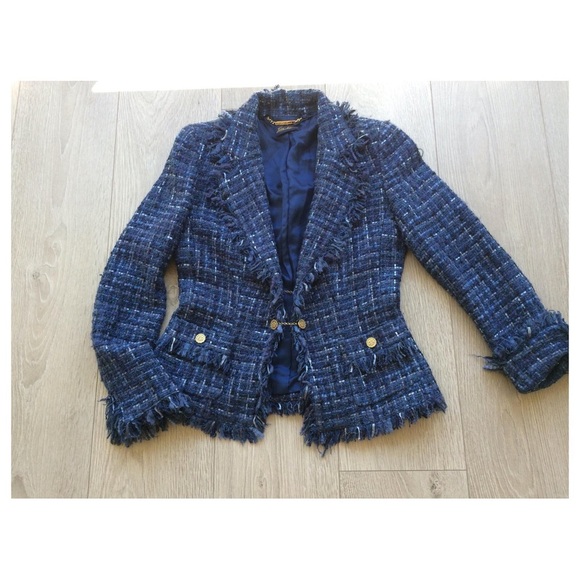 Luisa Spagnoli Jackets & Blazers - Luisa Spagnoli Blue Tweed Blazer Structured Suit Jacket